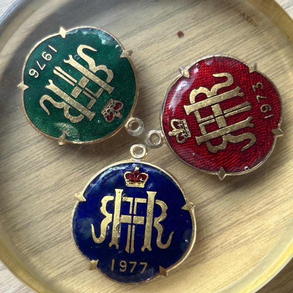 Vintage Enamel Henry Royal Regatta Medallions Set in Paperweight